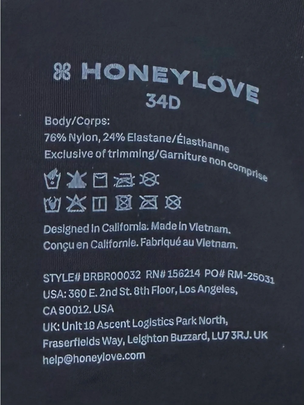 Honeylove CloudEmbrace Wireless Contour T-Shirt Bra in Black Size 34D